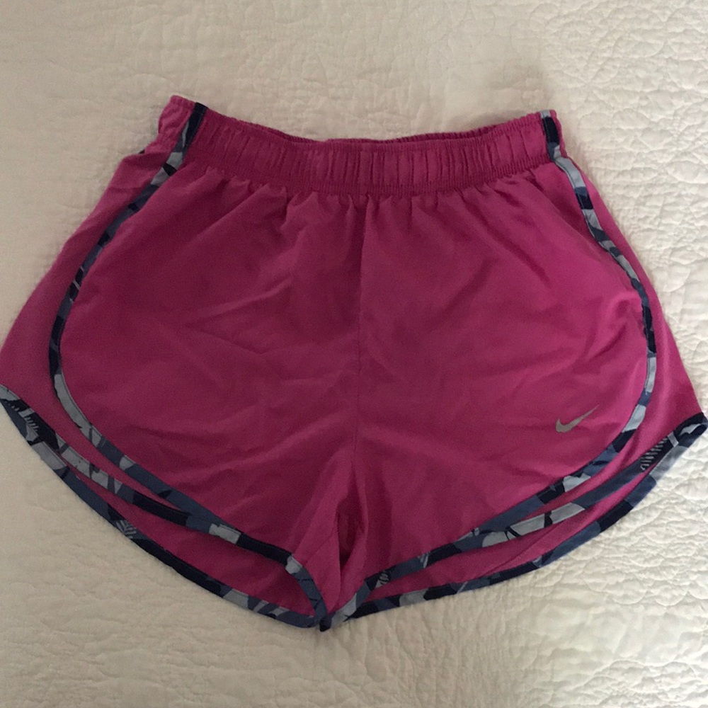 Size small pink with blue trim Nike Tempo shorts